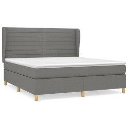 vidaXL Cama box spring con colchón tela gris oscuro 160x200 cm