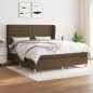 vidaXL Cama box spring con colchón tela marrón oscuro 160x200 cm vidaXL Cama box spring con colchón tela marrón oscuro 160x200 cm