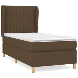 vidaXL Cama box spring con colchón tela marrón oscuro 80x200 cm