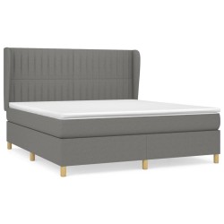 vidaXL Cama box spring con colchón tela gris oscuro 160x200 cm