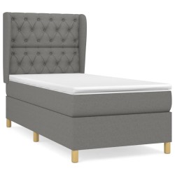 vidaXL Cama box spring con colchón tela gris oscuro 80x200 cm