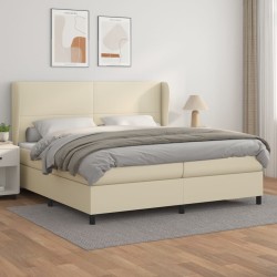 vidaXL Cama box spring con colchón cuero sintético crema 200x200 cm