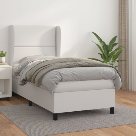 vidaXL Cama box spring con colchón cuero sintético blanco 90x190 cm