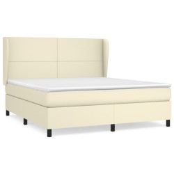 vidaXL Cama box spring con colchón cuero sintético crema 180x200 cm