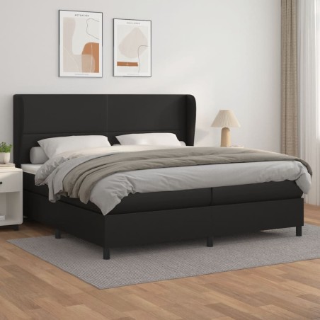 vidaXL Cama box spring con colchón cuero sintético negro 200x200 cm