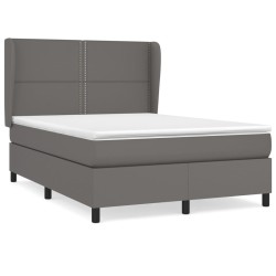 vidaXL Cama box spring con colchón cuero sintético gris 140x190 cm