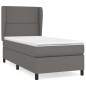 vidaXL Cama box spring con colchón cuero sintético gris 100x200 cm vidaXL Cama box spring con colchón cuero sintético gris 100x200 cm