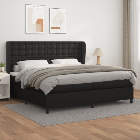 vidaXL Cama box spring con colchón cuero sintético negro 200x200 cm