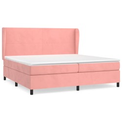 vidaXL Cama box spring con colchón terciopelo rosa 200x200 cm