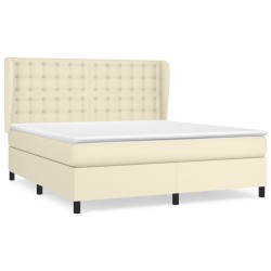 vidaXL Cama box spring con colchón cuero sintético crema 180x200 cm