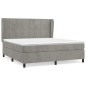 vidaXL Cama box spring con colchón terciopelo gris claro 180x200 cm vidaXL Cama box spring con colchón terciopelo gris claro 180x200 cm