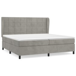 vidaXL Cama box spring con colchón terciopelo gris claro 200x200 cm