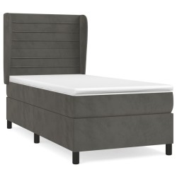 vidaXL Cama box spring con colchón terciopelo gris oscuro 90x200 cm