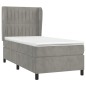 vidaXL Cama box spring con colchón terciopelo gris claro 100x200 cm vidaXL Cama box spring con colchón terciopelo gris claro 100x200 cm