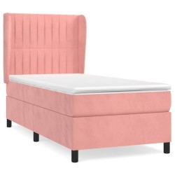 vidaXL Cama box spring con colchón terciopelo rosa 100x200 cm