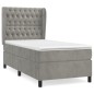 vidaXL Cama box spring con colchón terciopelo gris claro 90x190 cm vidaXL Cama box spring con colchón terciopelo gris claro 90x190 cm