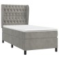 vidaXL Cama box spring con colchón terciopelo gris claro 90x190 cm vidaXL Cama box spring con colchón terciopelo gris claro 90x190 cm
