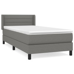 vidaXL Cama box spring con colchón tela gris oscuro 90x200 cm