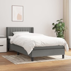 vidaXL Cama box spring con colchón tela gris oscuro 80x200 cm