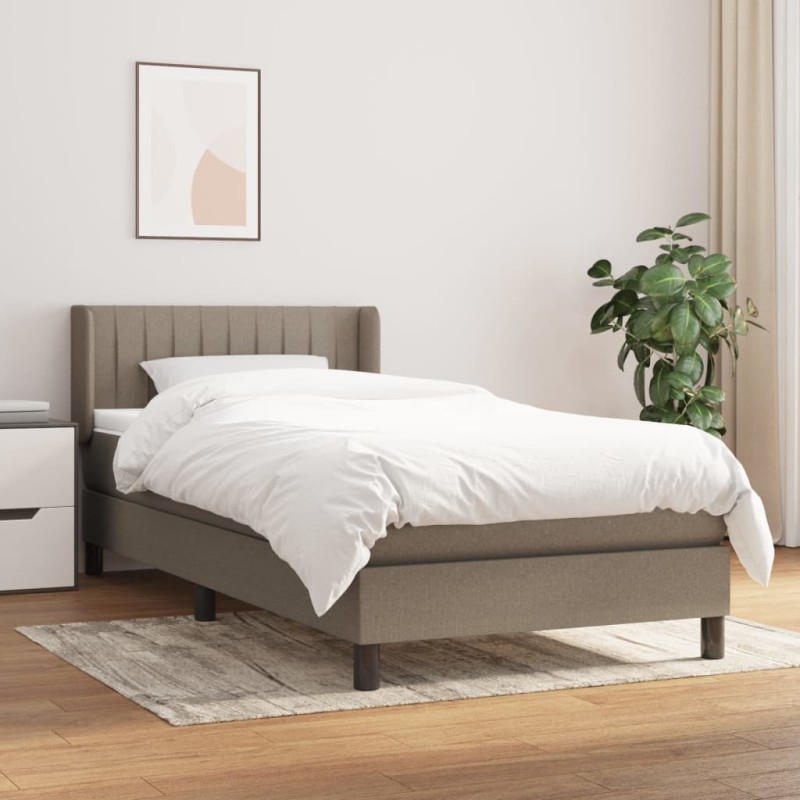 vidaXL Cama box spring con colchón tela gris taupe 100x200 cm vidaXL Cama box spring con colchón tela gris taupe 100x200 cm