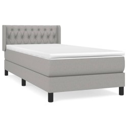 vidaXL Cama box spring con colchón tela gris claro 90x200 cm