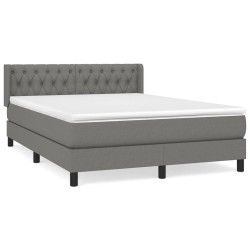 vidaXL Cama box spring con colchón tela gris oscuro 140x200 cm
