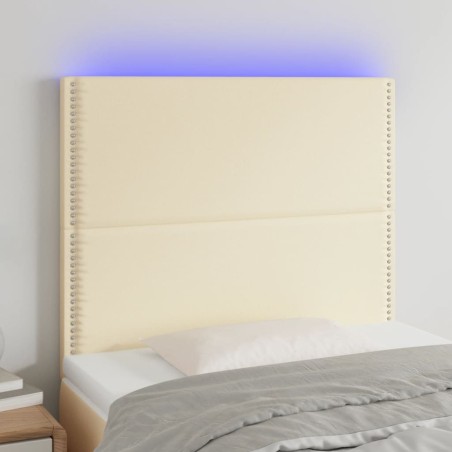 vidaXL Cabecero con luces LED cuero sintético crema 90x5x118/128 cm