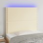 vidaXL Cabecero con luces LED cuero sintético crema 90x5x118/128 cm vidaXL Cabecero con luces LED cuero sintético crema 90x5x118/128 cm