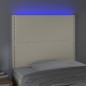 vidaXL Cabecero con luces LED cuero sintético crema 90x5x118/128 cm vidaXL Cabecero con luces LED cuero sintético crema 90x5x118/128 cm