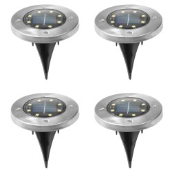 HI Juego de focos LED solares de suelo para jardín 4 unidades