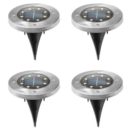 HI Juego de focos LED solares de suelo para jardín 4 unidades