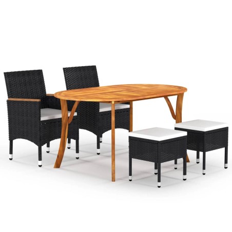 vidaXL Juego de comedor de jardín de 5 piezas negro