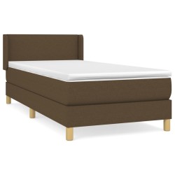vidaXL Cama box spring con colchón tela marrón oscuro 90x200 cm
