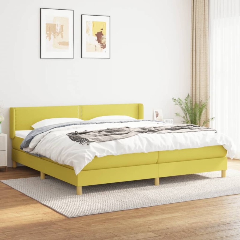 vidaXL Cama box spring con colchón tela verde 200x200 cm vidaXL Cama box spring con colchón tela verde 200x200 cm