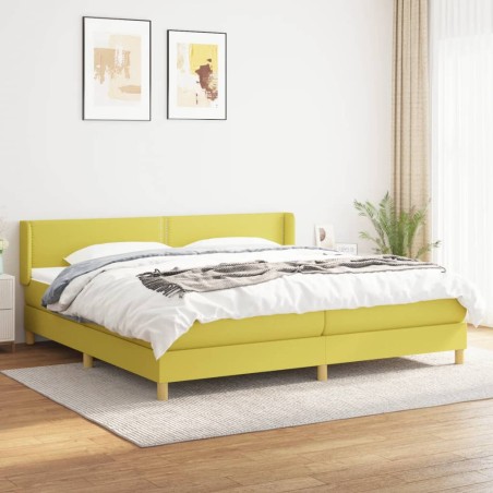 vidaXL Cama box spring con colchón tela verde 200x200 cm