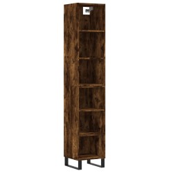 vidaXL Aparador alto contrachapada roble ahumado 34,5x32,5x180 cm