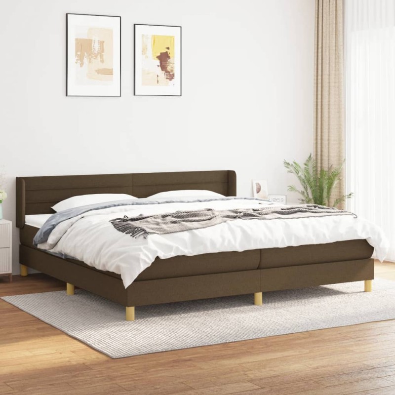 vidaXL Cama box spring con colchón tela marrón oscuro 200x200 cm vidaXL Cama box spring con colchón tela marrón oscuro 200x200 cm
