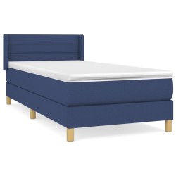 vidaXL Cama box spring con colchón tela azul 100x200 cm