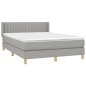vidaXL Cama box spring con colchón tela gris claro 140x190 cm vidaXL Cama box spring con colchón tela gris claro 140x190 cm