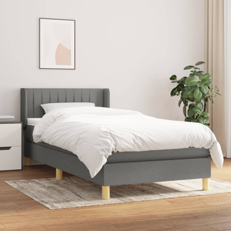 vidaXL Cama box spring con colchón tela gris oscuro 100x200 cm vidaXL Cama box spring con colchón tela gris oscuro 100x200 cm