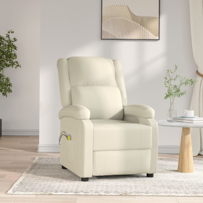 vidaXL Sillón de masaje eléctrico cuero sintético blanco vidaXL Sillón de masaje eléctrico cuero sintético blanco