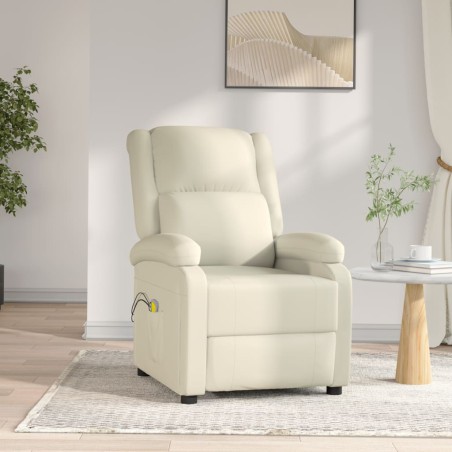 vidaXL Sillón de masaje eléctrico cuero sintético blanco