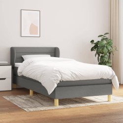 vidaXL Cama box spring con colchón tela gris oscuro 80x200 cm