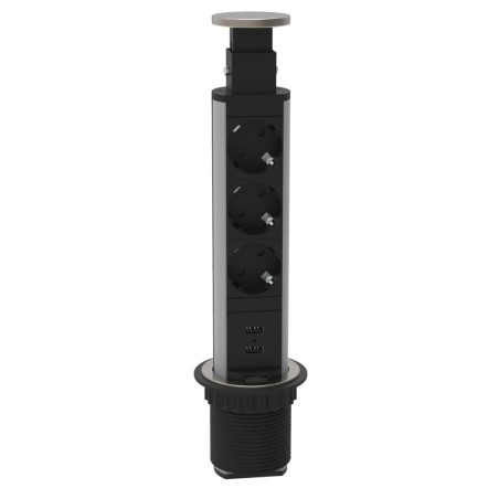 SCHÜTTE Regleta de 3 enchufes de forma integrada E1 negro