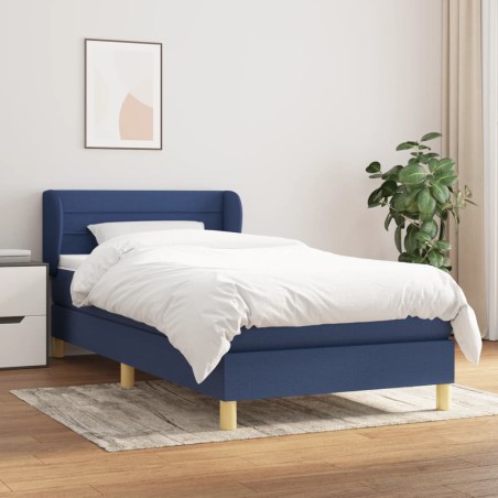 vidaXL Cama box spring con colchón tela azul 100x200 cm