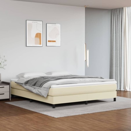 vidaXL Colchón de muelles ensacados cuero sintético crema 180x200x20cm