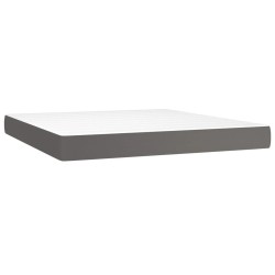 vidaXL Colchón de muelles ensacados cuero sintético gris 180x200x20 cm
