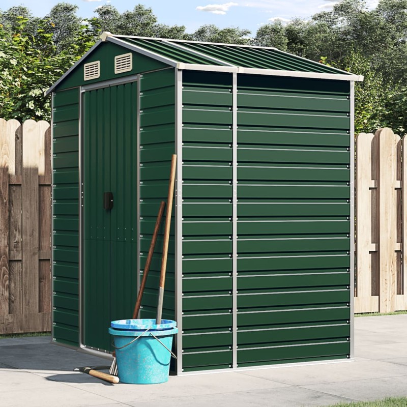 vidaXL Cobertizo de jardín acero galvanizado verde 191x130x198 cm