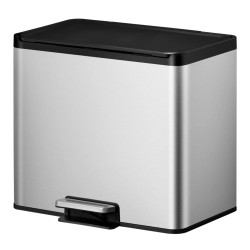EKO Cubo de basura de pedal Essential 2x15 L plateado mate