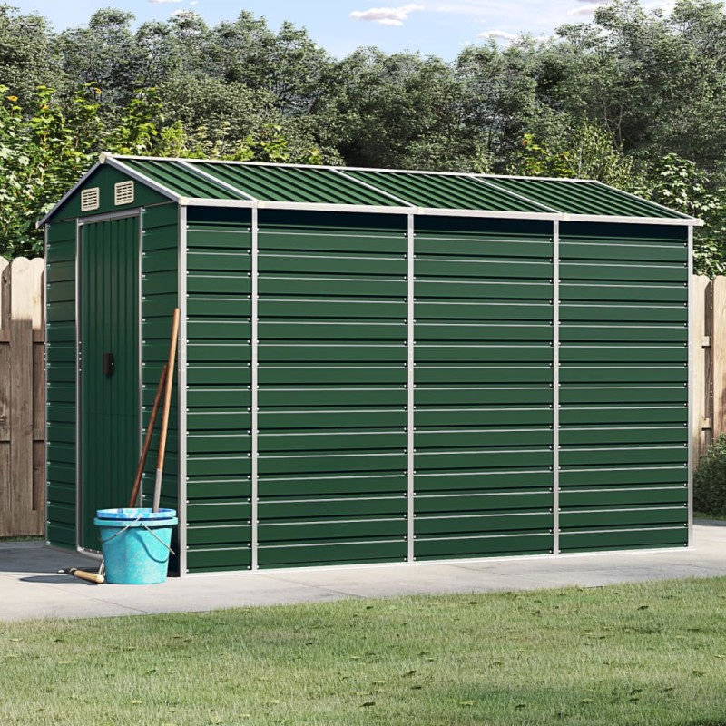 vidaXL Cobertizo de jardín acero galvanizado verde 191x300x198 cm vidaXL Cobertizo de jardín acero galvanizado verde 191x300x198 cm